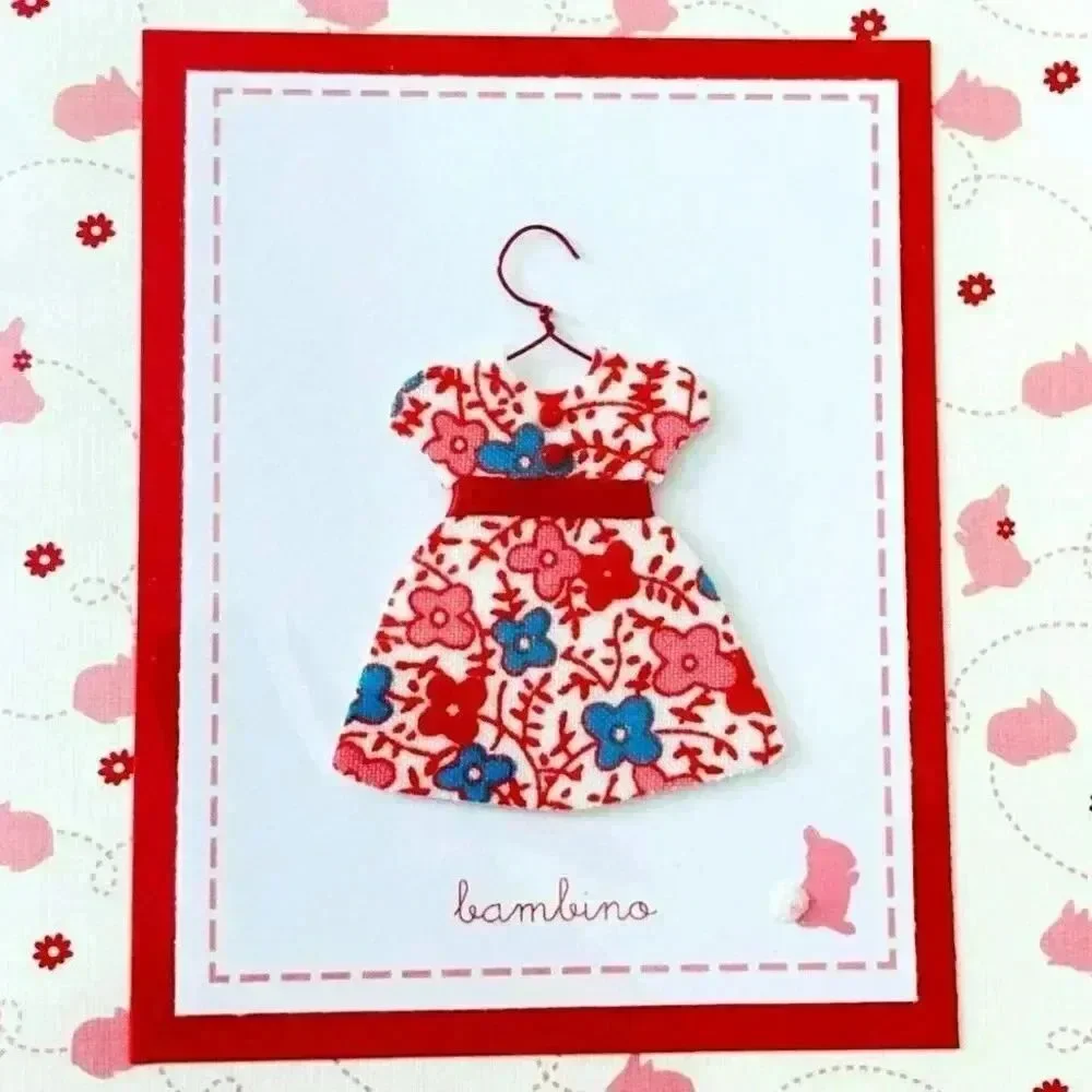 Welcome Baby Girl Bambina Dress 3D Greeting Card